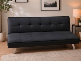 Modern Black Convertible Futon Sofa Bed - Excellent Condition