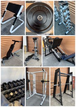 Commercial Olympic Smith Machines, Bumper Plates, Home Gym, Preacher / Bicep Curl, Leg Press, Dumbbells