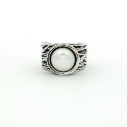 Ladies Sterling Silver 10mm Pearl Ring Size 7 11058618