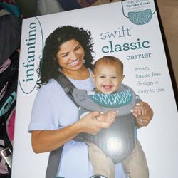 Classic Baby Carrier, Swaddles, And Size 2 Diapers Random