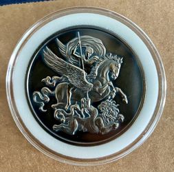 Antique Finish Bellerophon Pegasus & Chimera Intaglio Mint Silver