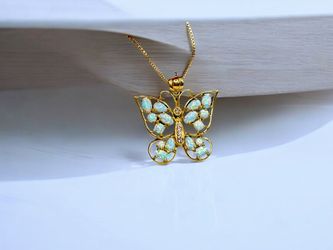 Gold vermeil $ Opal Butterfly Necklace 