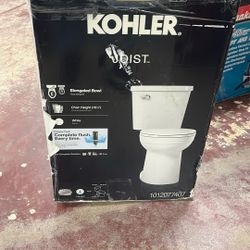 KOHLER Joist 2-Piece Complete Solution 1.28 GPF Single Flush Elongated Toilet in White (Seat Included)