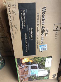 NEW 4 ADIRONDACK WHITE CHAIRS AND FIRE PIT