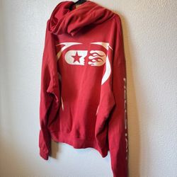 Hellstar Hoodie Chrome Red Hearts Pill Logo Denim Jeans Tears Pullover Hoodie XL