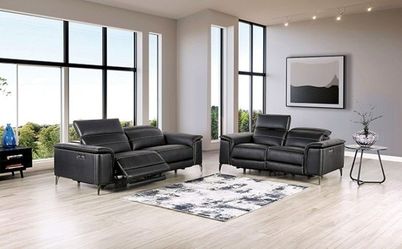 Mid-Century Modern Power Motion Recliner Set - Black Color