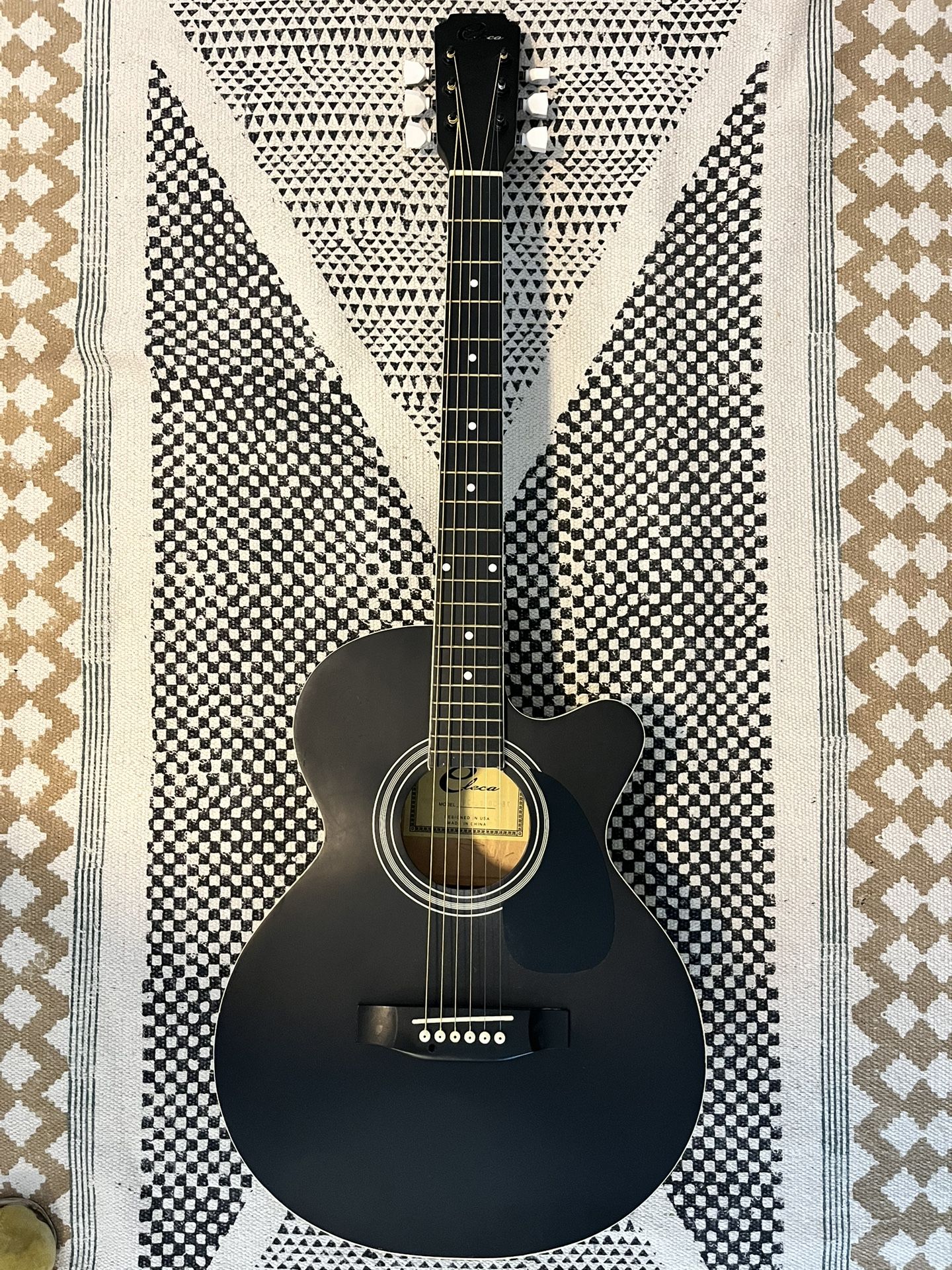 Eleca Acoustic Guitar Black And White