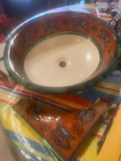 Mexican pottery-bathroom sink