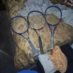 2 Wilson Used Tennis Rackets/ 1 HEAD Racket