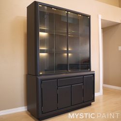 Glass Oak Buffet w/ Hutch | Display Cabinet | Sideboard with Shelves