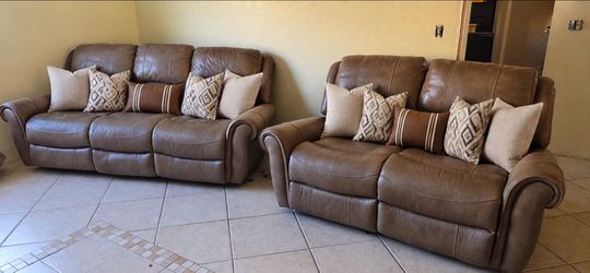 Leather sofa and love seat