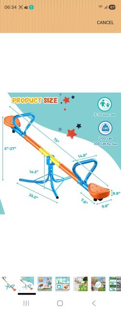 Seesaw -Teeter Totter for Kids Ages 3-8 - with 360° Swivel
Toddler Seesaw - Sit and Spin Teeter Totter - Durable Outside Toys for Indoor & Outdoor Pla