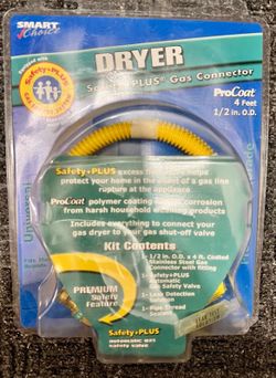 Smart Choice 4' Long 1/2" Safety+PLUS® ProCoat Dryer Gas Connector Kit Frigidair
