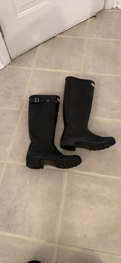 Hunter black rain boots EUC Sz 9 Worn twice orig $229