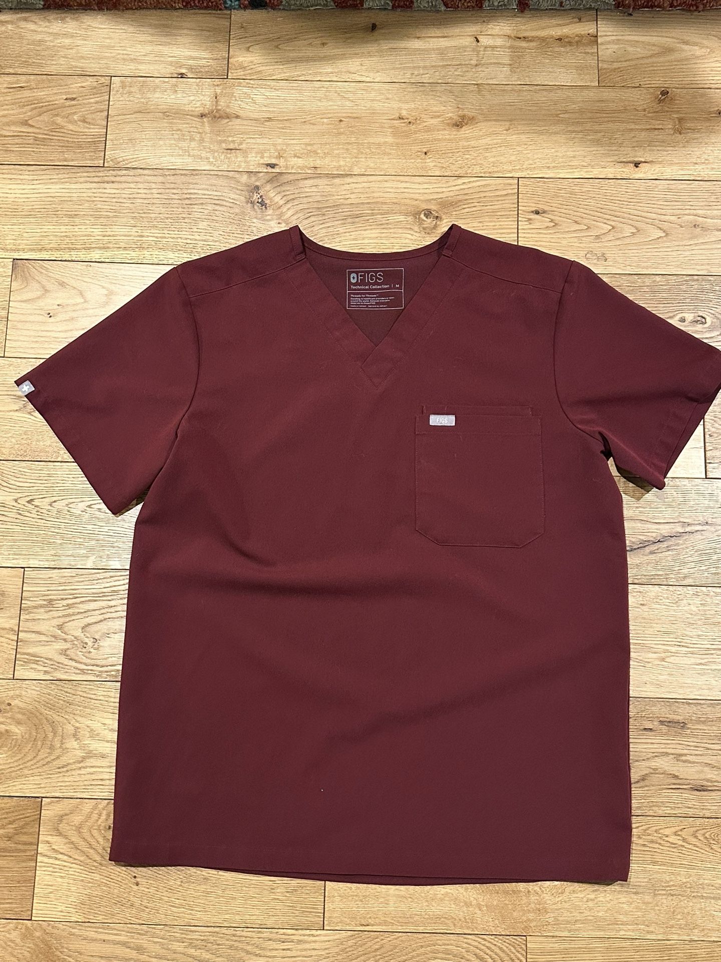 FIGS Scrub Top Shirt Burgundy Men Size Medium