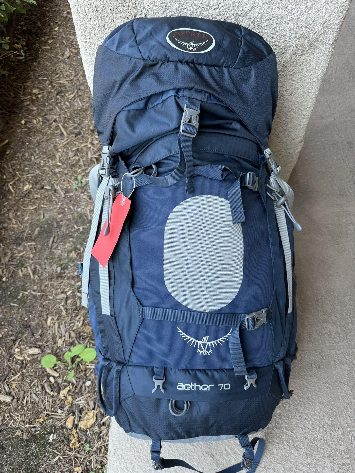 Osprey Aether 70L Backpack Blue Grey Color Backpacking Rucksack Camping Hike Medium Used