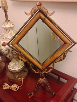 Bamboo style Vanity Mirror With Stand