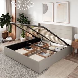 Modern Lift Up Storage Upholstered Platform Bed 