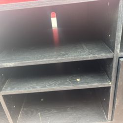 Black Wooden TV Stand   ** Bonus Sanyo flatscreen TV  If You Are Interested.