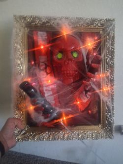 Halloween Lighted Skull Frame Decoration