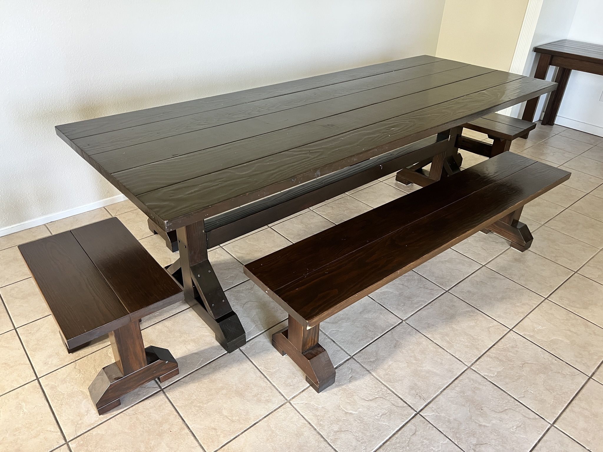 Farmhouse Dining Table & Benches + Buffet Table