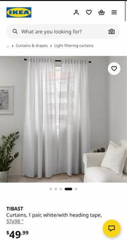 100% cotton floor length curtains pair from ikea - new