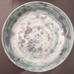 Handcrafted Ceramic Art Plate - Blue and Brown