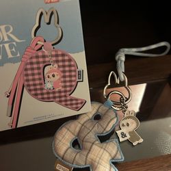 pop mart labubu pendant keychain and sign