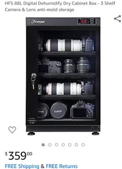 Digital Dehumidify Dry Cabinet Box - 3 Shelf Camera & Lens anti-mold storage