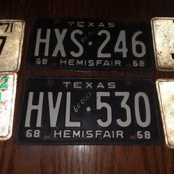 1968 Texas License Plates