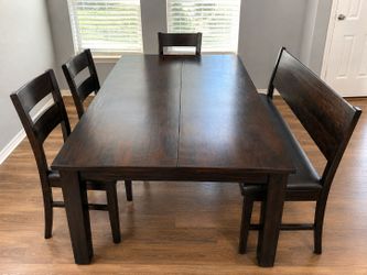 Extendable Espresso Colored Wood Dining Table
