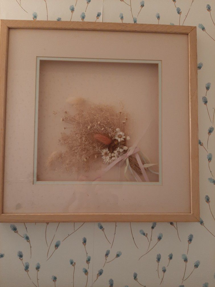 Framed dried floral art work