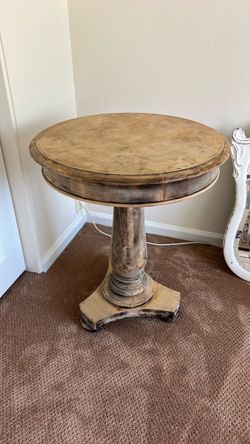 Round Solid Wood Pedestal Pottery Barn side table/ Nightstands