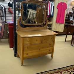 Oak Dresser With Mirror