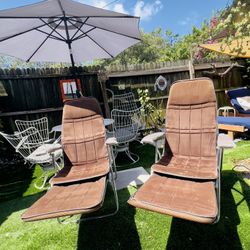 Vintage Italian Maule Marga Reclining and Folding Lounge chairs.