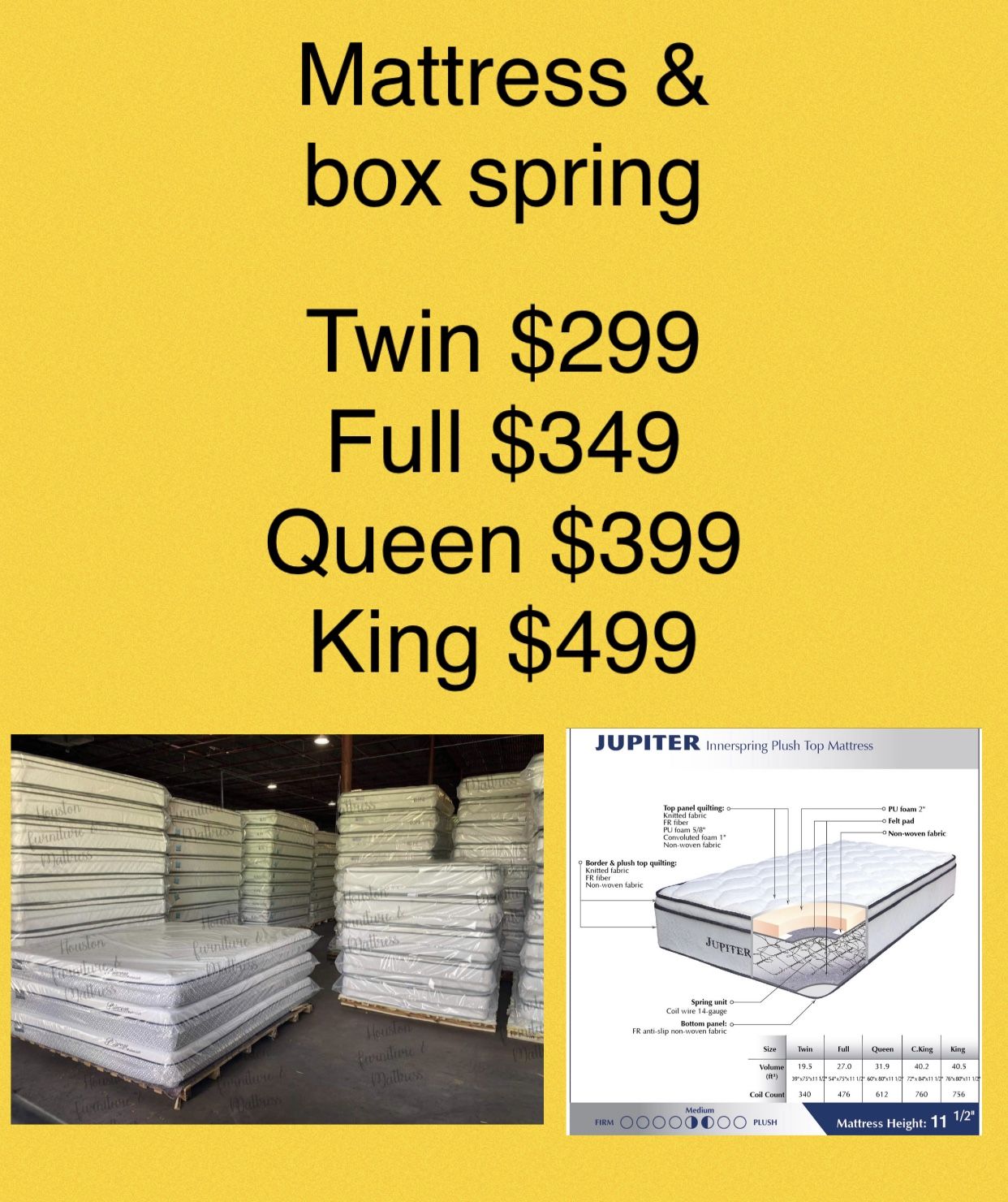 New Twin,full,queen & King Size Pillow Top Mattress & Box Spring- Order It Like A Pizza 🍕
