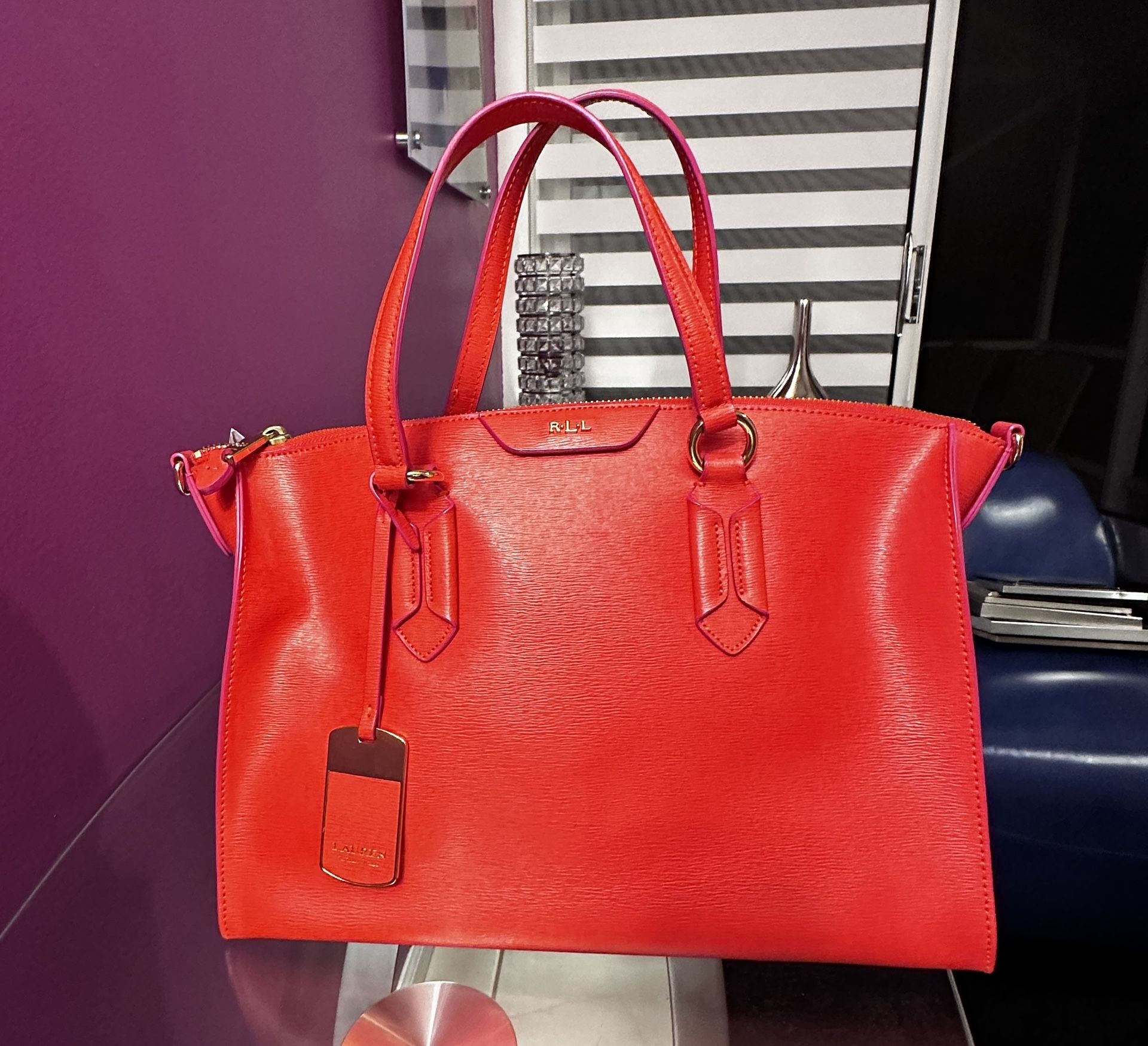 Red Leather Purse of Polo Ralph Lauren