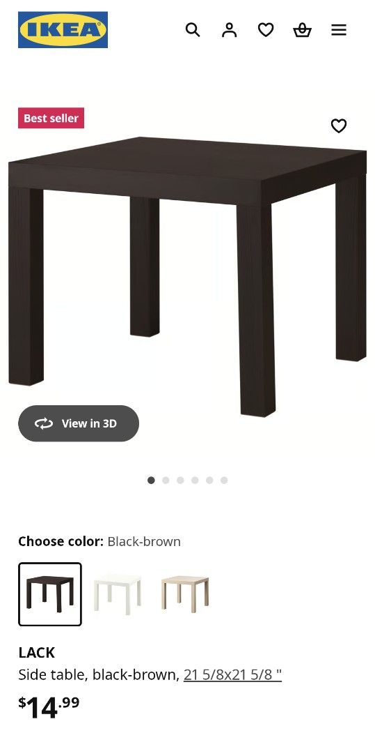 Ikea End Table Black