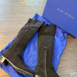 Stuart Weitzman Over The Knee Black Suede Boot Size 6.5