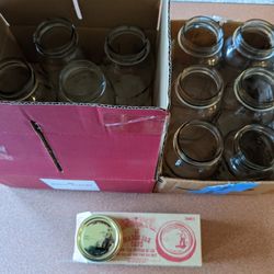 Dozen Regular Quart Canning Jars with New One-Piece Canning Lids