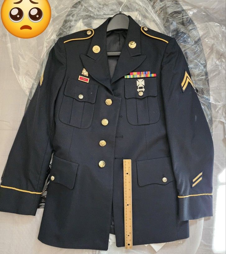 US Army Military Men ASU Uniform Coat Jacket NCO Pants Shirts White Long Short Sleeve Set Trousers Dress Blue