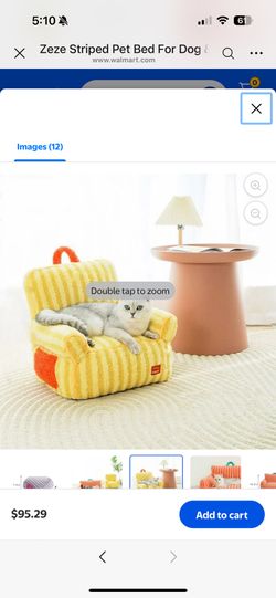 Zeze Striped Pet Bed For Dog & Cat, Cat Kennel Dog Bed For Winter All Seasons, Cat Cushion yellow