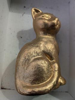 Gold Cat Vintage Figurine Sculpture