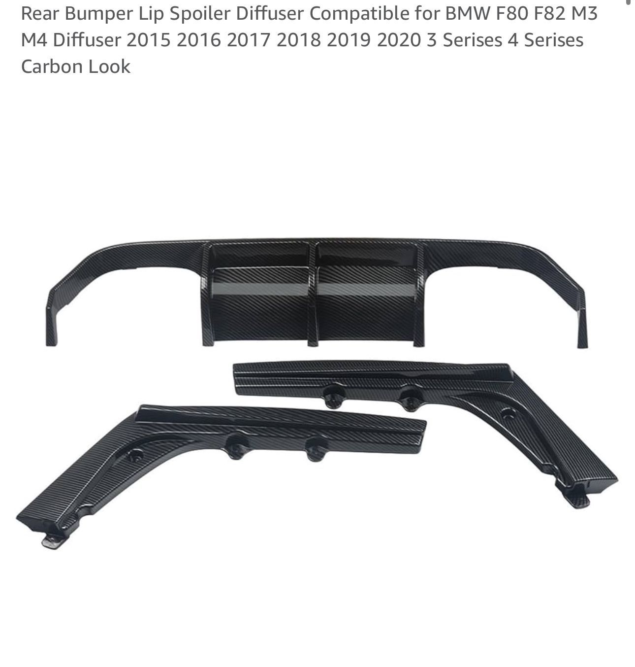 Rear Bumper Lip Spoiler Diffuser Compatible for BMW F80 F82 M3 M4 Diffuser 2015 2016 2017 2018 2019 2020 3 Serises 4 Serises Carbon Look