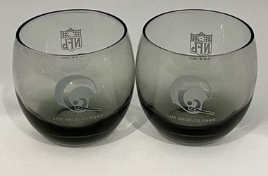 Pair Of Vintage Smoked Liquor Glasses , Awesome For A Rams Fan!