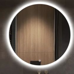 23.6” * 1.6” Round LED Bathroom Vanity Mirrors,Smart Wall Mounted Circle Makeup Mirror with Lights, Touch Button,