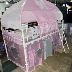 Pink Tent Twin Bed Frame. Mattress Set Sold Separately 