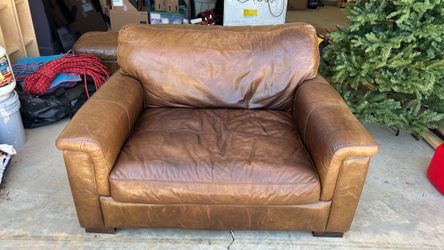 Leather Arm Chair & Ottoman