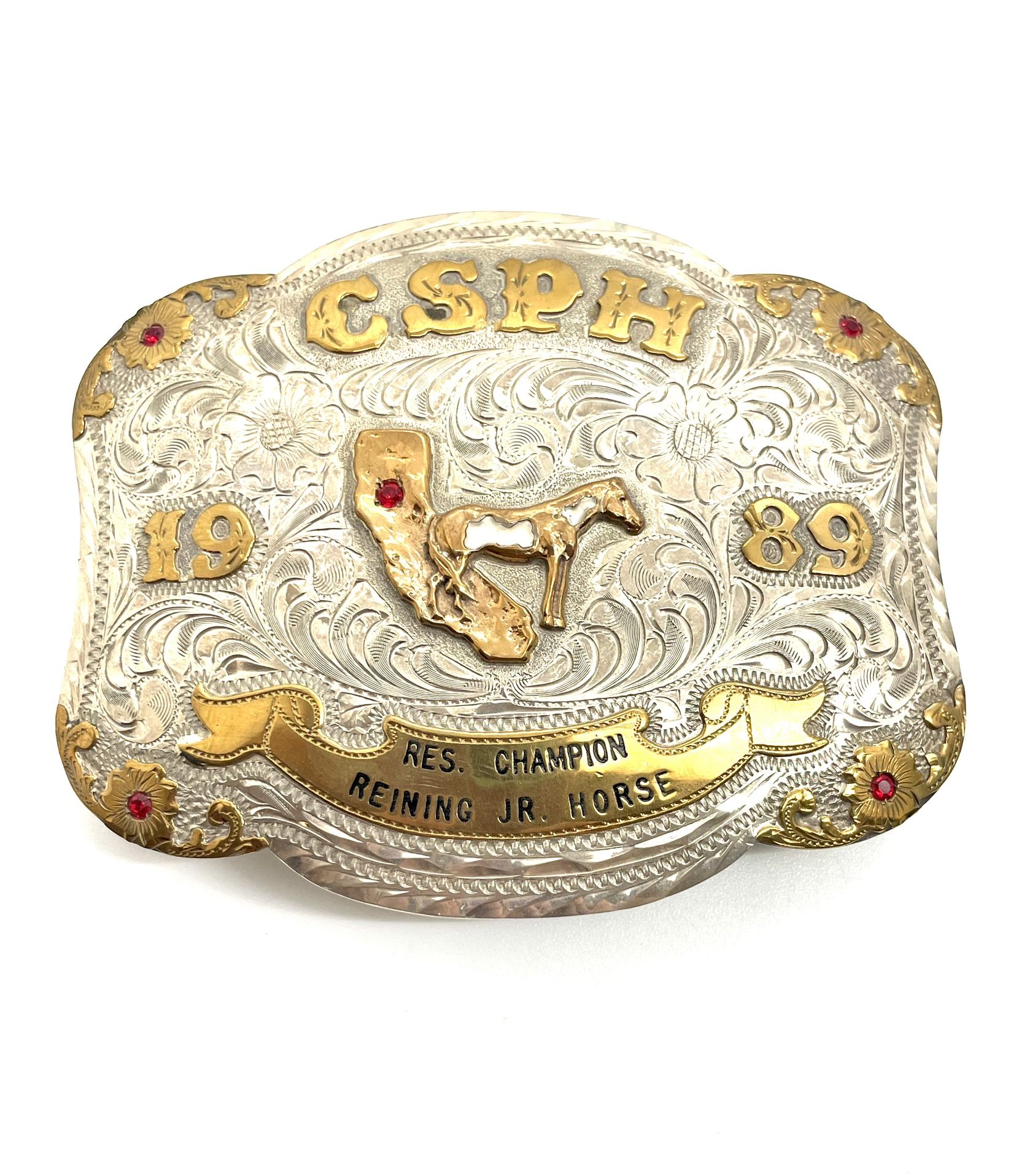Sterling Overlay Champion Ruby Buckle