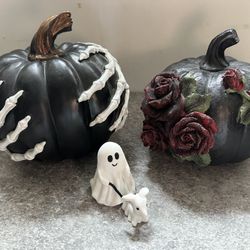 Halloween home decor items, pumpkin ghost with dog